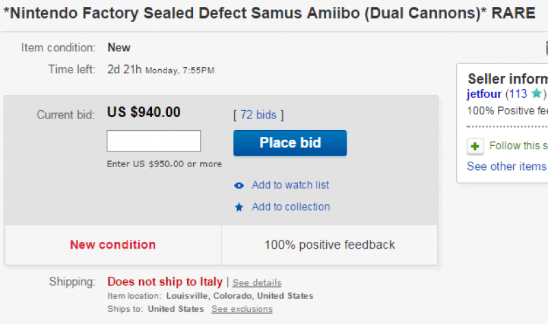 Amiibo difettoso – Offerte maggiori ai 900$