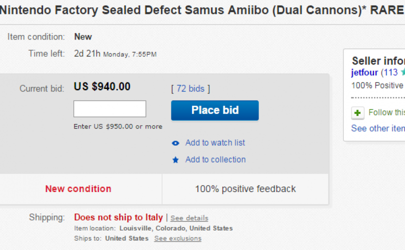 Amiibo difettoso – Offerte maggiori ai 900$